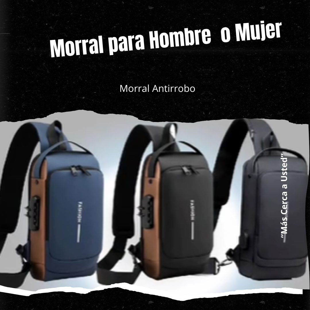 Morral Antirrobo Impermeable con Puerto USB – Mochila Deportiva y Segura para Hombre  o Mujer